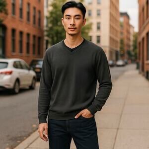 Club Room Estate Merino Wool V-Neck‎ Sweater NEW Gray XL Men's